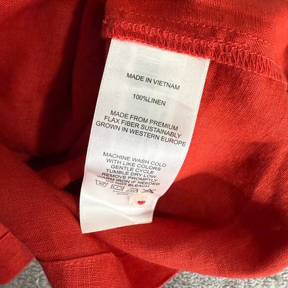 Quincee 100% European Linen Tank, Red, M - Picture 4 of 5